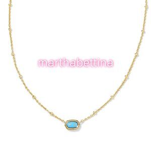 Mini Elisa Gold Satellite Short Pendant Necklace in Turquoise Magnesite